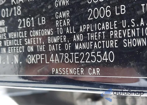 2018 Kia Forte Lx z USA, uszkodzony, nr VIN 3KPFL4A78JE225540